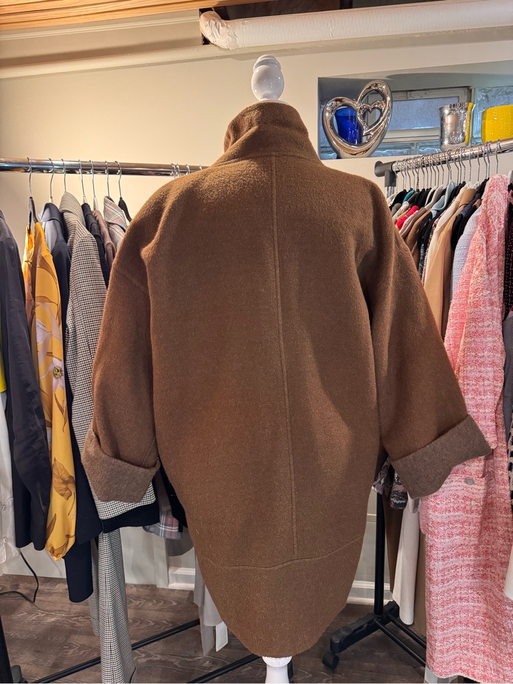 Eileen Fisher Brown Oversized Wool Pea Coat - Picture 6 of 6